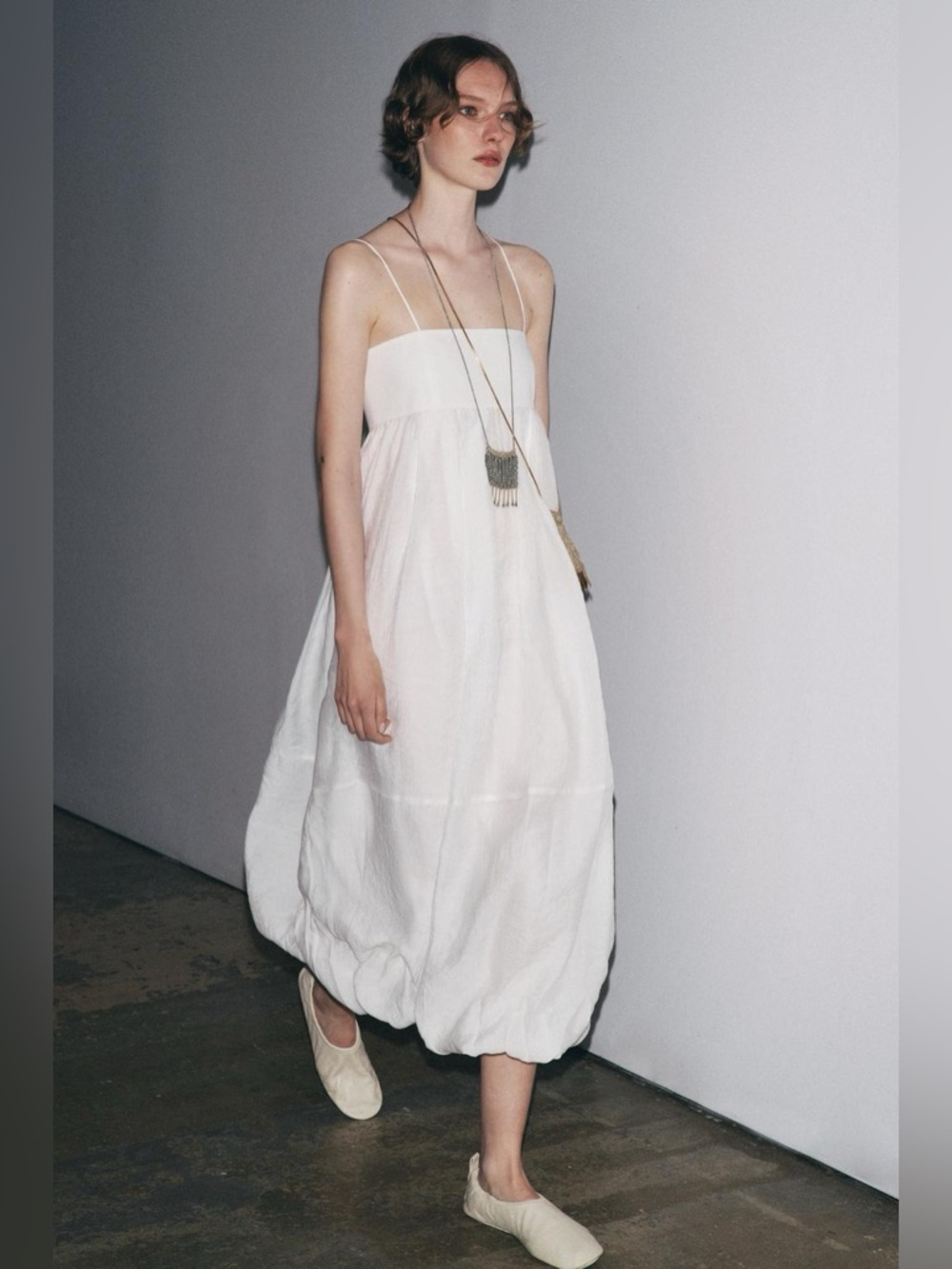 ZARA Long strappy dress with voluminous hem.  M NWT